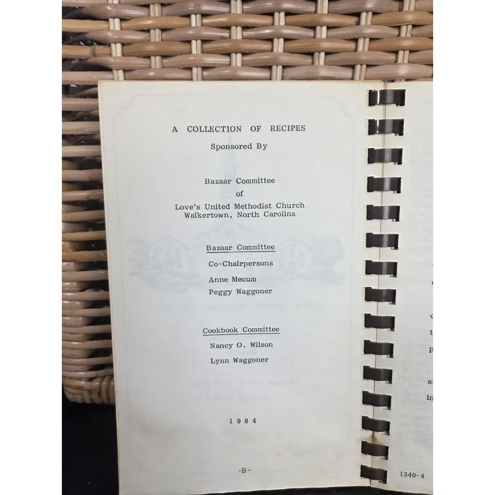 Love's United Methodist Church Cookbook Walkertown NC 1984 Dishes Of Love Recipe